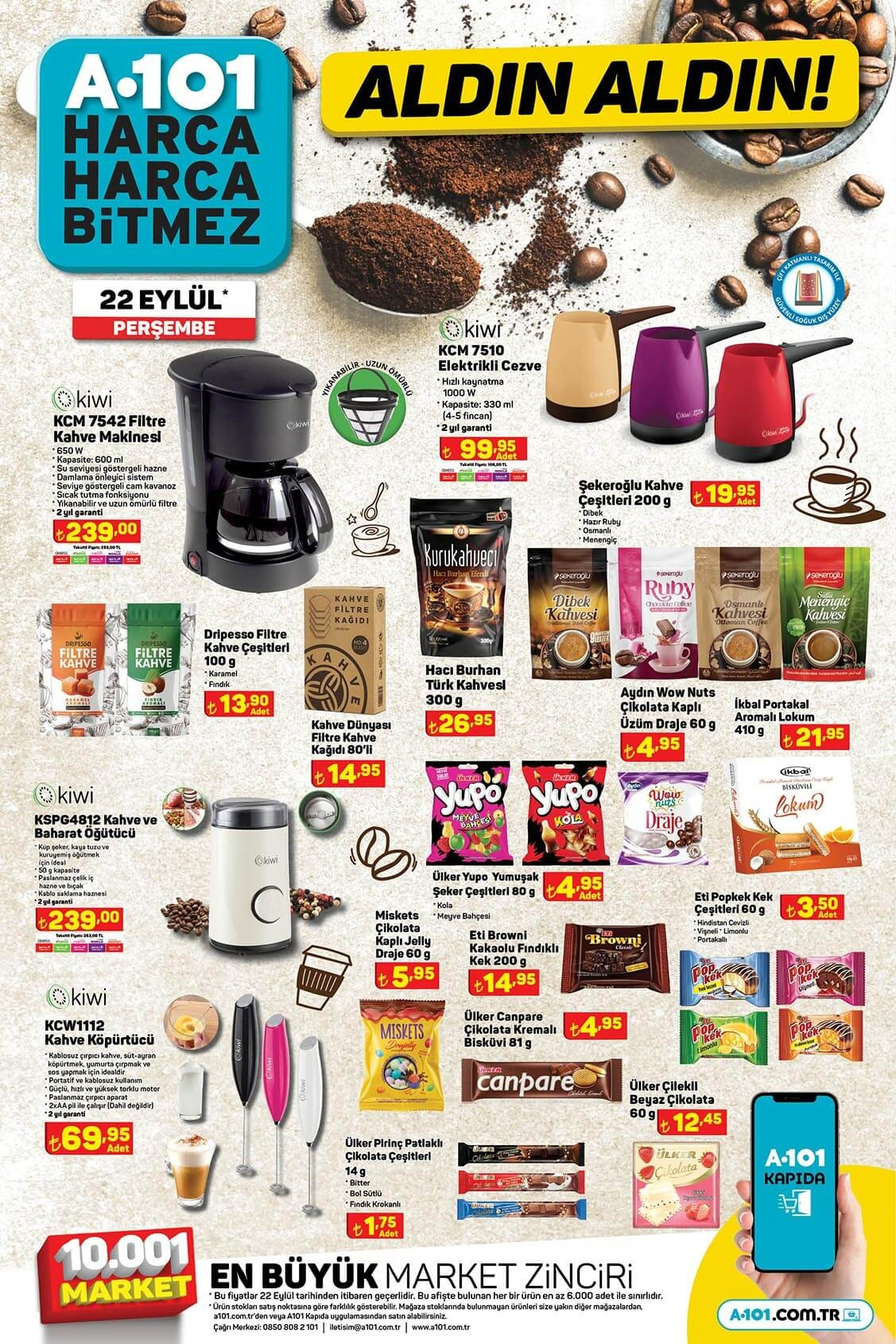 A101’de kahve festivali! A101 22 Eylül Perşembe fiyat listesi