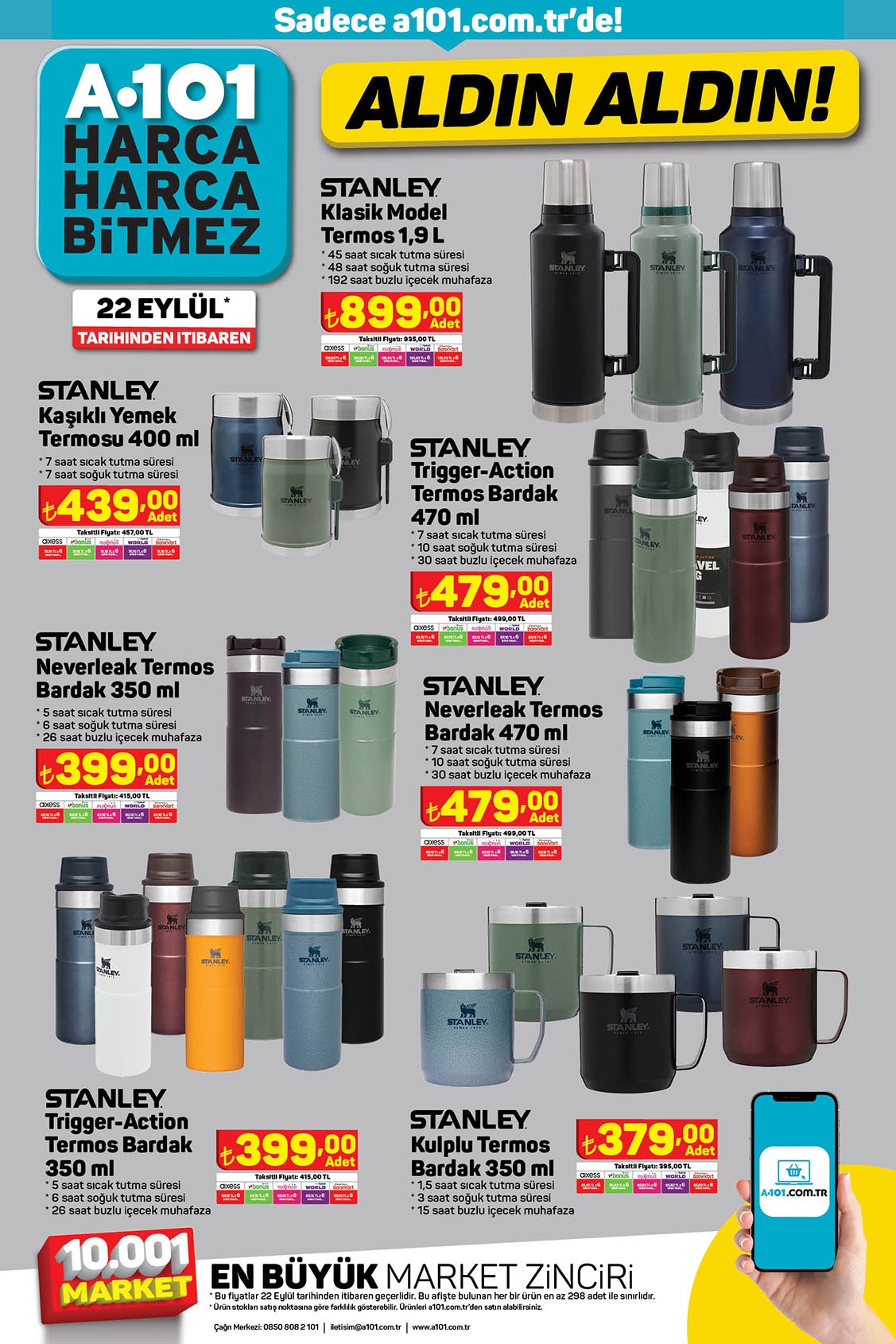 Stanley termoslarda, küçük ev aletlerinde A101 hafta sonu indirimi! A101, 23 Eylül 2022 fiyat listesi!