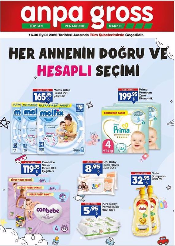 Anpa Gross’tan hesaplı anne ve bebek ürünleri! Anpa Gross 24 Eylül 2022 fiyat listesi