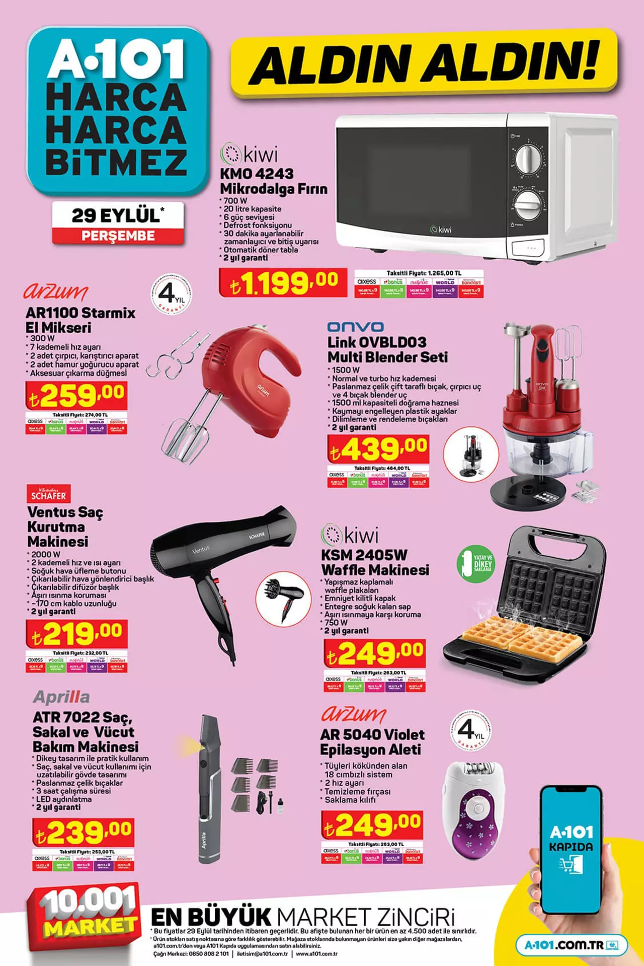 A101 e Xiaomı cep telefonu ve Waffle Makinesi geliyor! A101 indirimli aktüel kataloğu 29 Eylül 2022 fiyat listesi