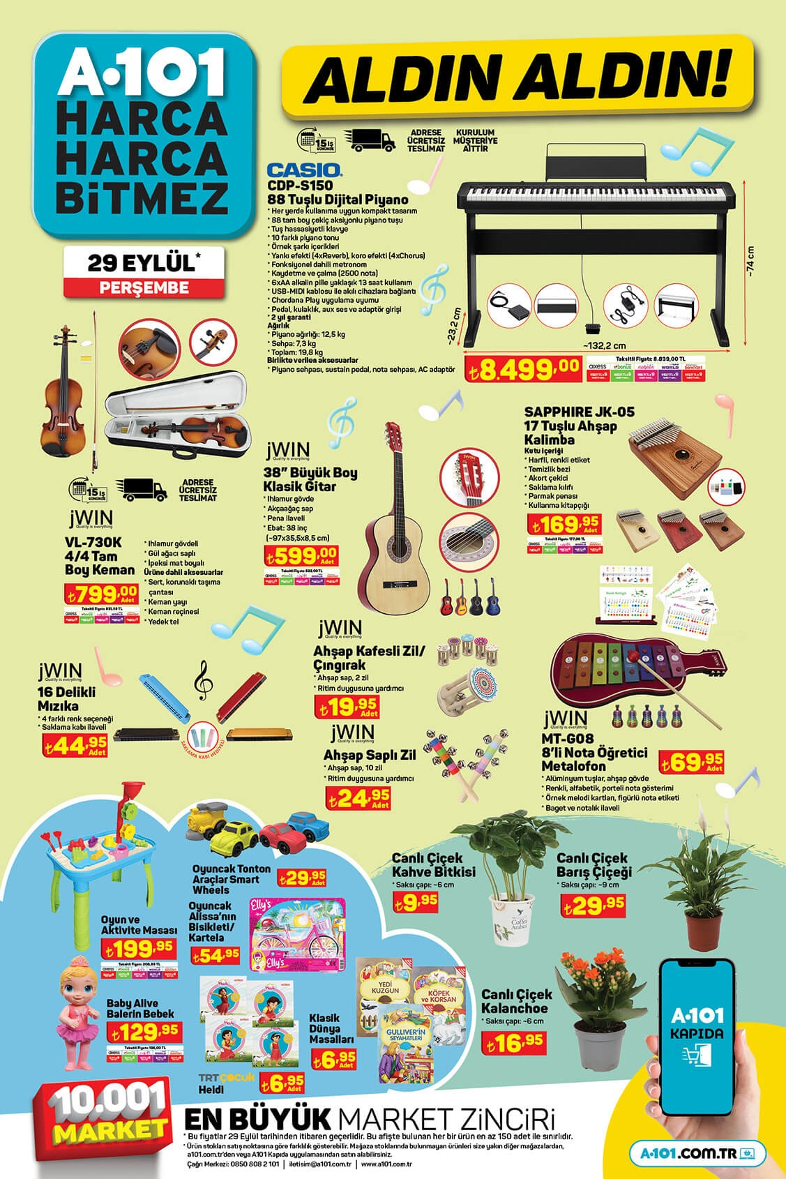 A101 de indirimli 8 müzik aleti! Piyano, gitar, keman her şey var! İşte 29 Eylül 2022 fiyat listesi...