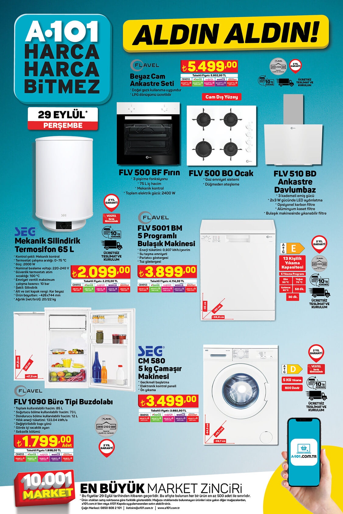 Beyaz eşyada fırsat! A101 29 Eylül 2022 fiyat listesi