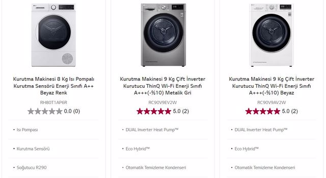 LG’den yeni teknoloji kurutma makineleri! LG 29 Eylül 2022 fiyat listesi