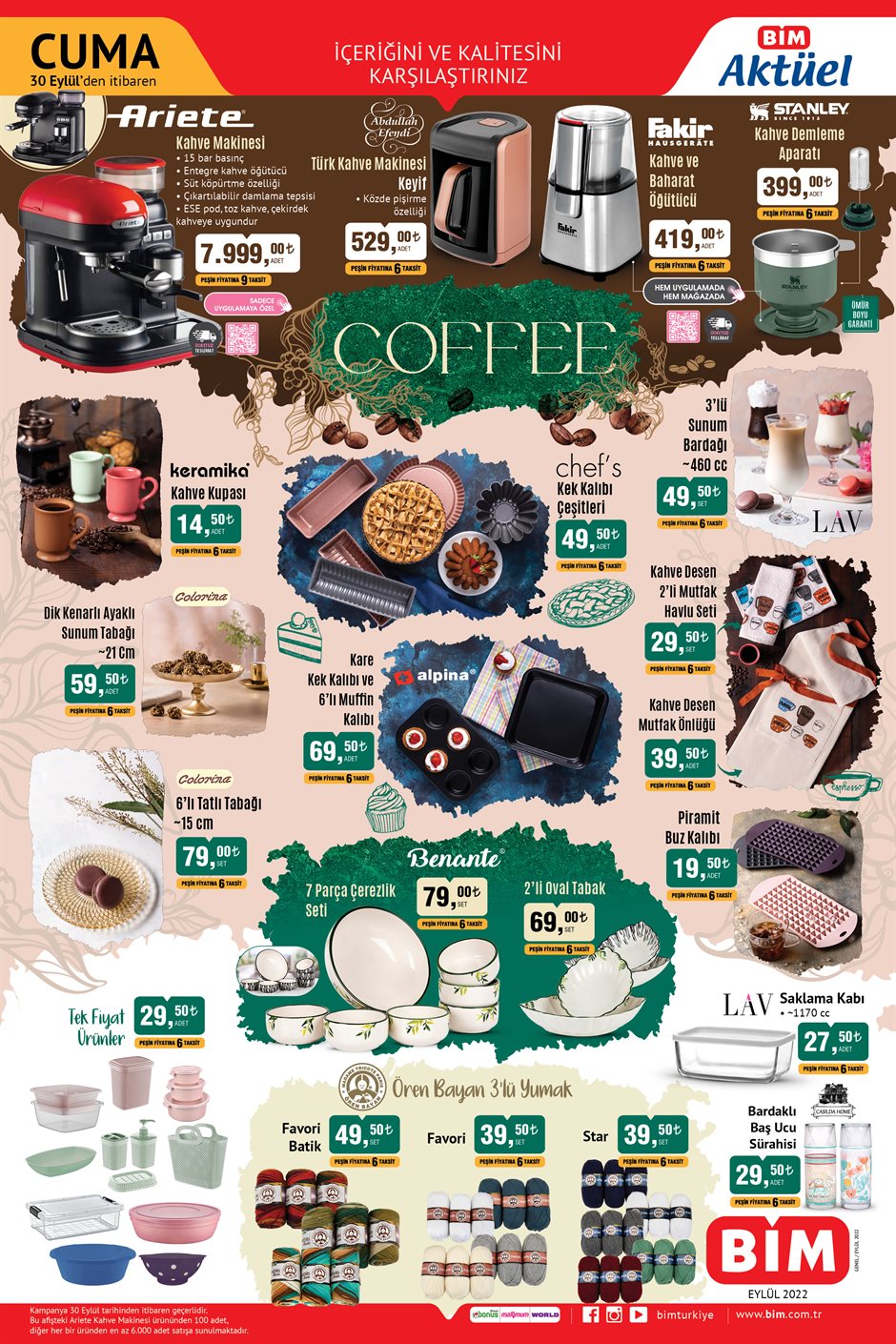 Peşin fiyatına 6 taksitli çeyiz ürünleri bugün BİM’de! BİM 30 Eylül 2022 fiyat listesi