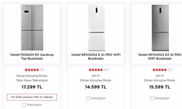 Vestel buzdolabı alımında 750 TL indirim fırsatı! Vestel 30 Eylül 2022 fiyat listesi