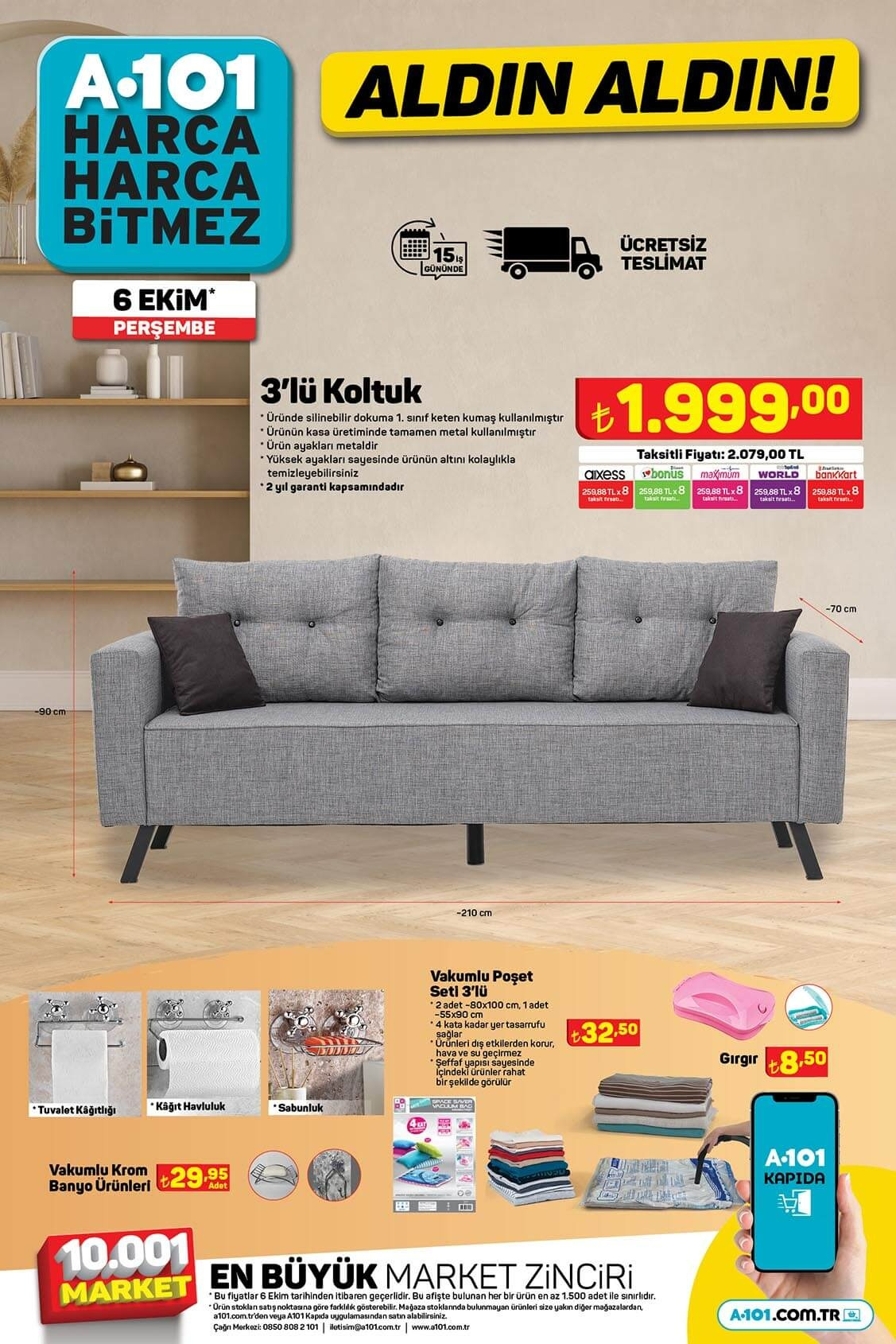 A101 aktüel kataloğunda ucuz fiyatlı çeyiz ürünleri! İşte A101 6 Ekim 2022 fiyat listesi