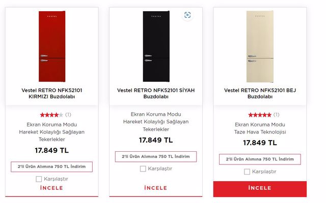 Vestel’in yeni Retro buzdolabı serisi 750 TL indirimli! Vestel 1 Ekim 2022 fiyat listesi