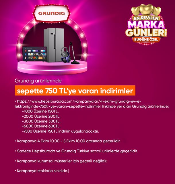 Grundig ürünlerinde tam 750 TL indirim fırsatı! Hepsiburada 5 Ekim 2022 fiyat listesi