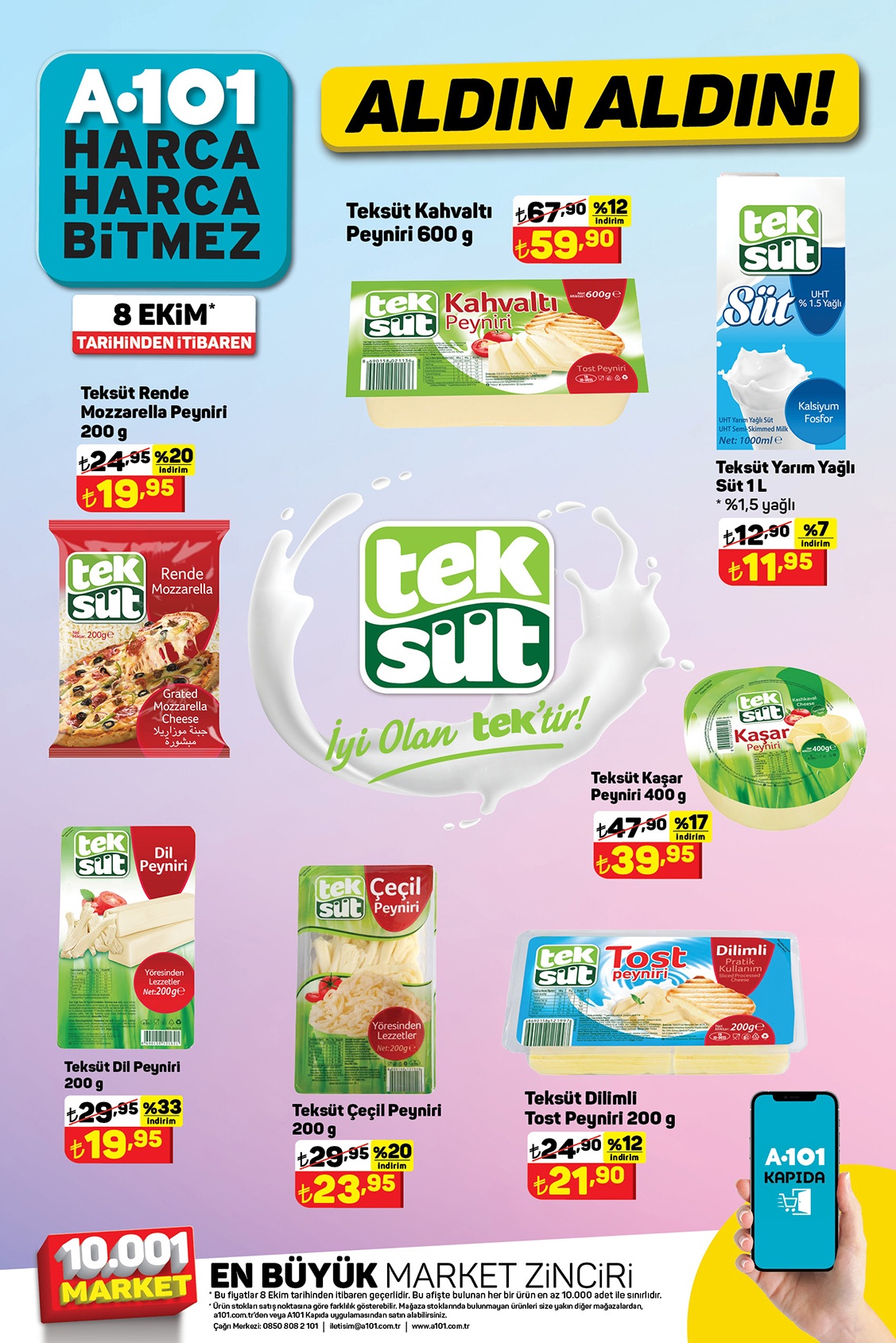 Süt ve süt ürünlerinde tüm fiyatlar indi! A101 8 Ekim 2022 fiyat listesi