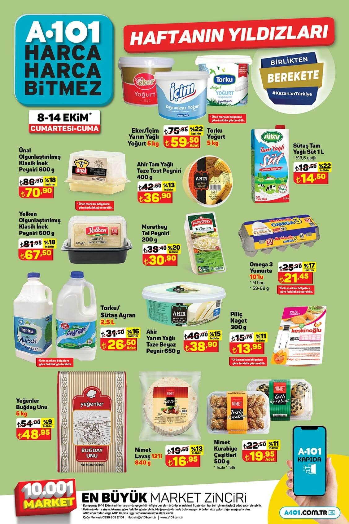 Süt ve süt ürünlerinde tüm fiyatlar indi! A101 8 Ekim 2022 fiyat listesi