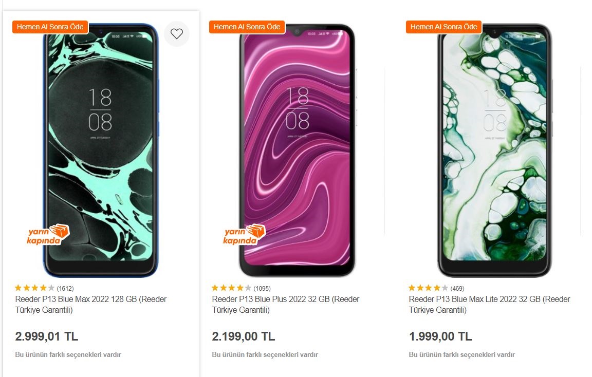 Reeder telefonlarda hemen al sonra öde kampanyası! Hepsiburada 10 Ekim 2022 fiyat listesi