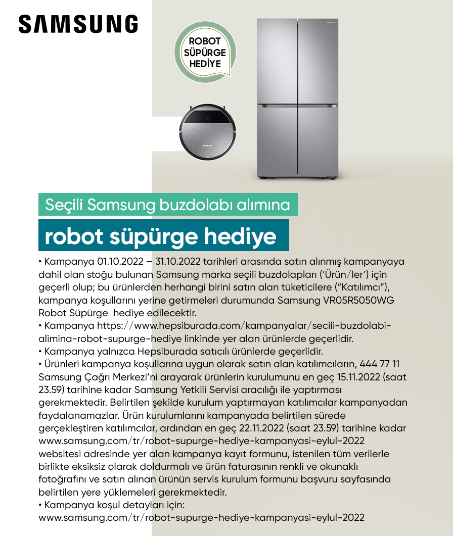 Samsung buzdolabı alana robot süpürge hediye! Hepsiburada 10 Ekim 2022 fiyat listesi