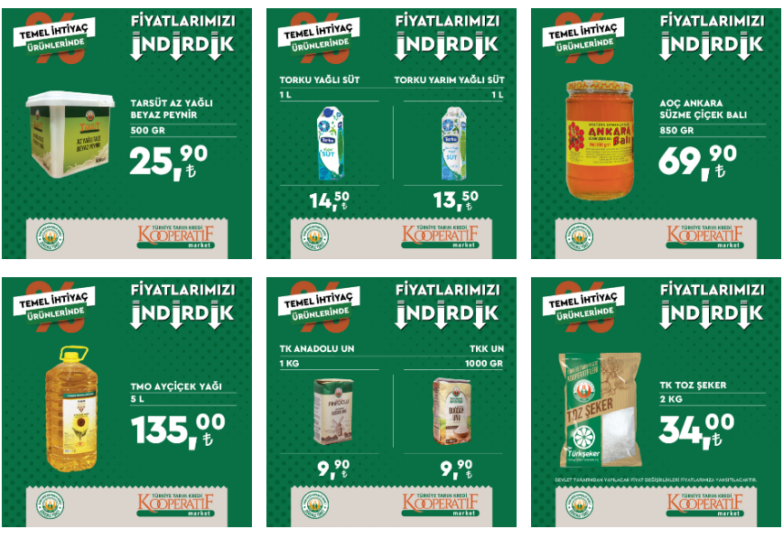Tarım Kredi Market te çılgın indirim! 2 kg toz şeker 34 TL, 5 kg ayçiçek yağı 135 TL! İşte 11 Ekim 2022 fiyat listesi