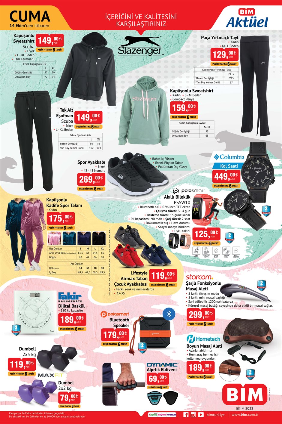 Eşofman takımından dumbell’a sporcuların aradığı her şey Bim’de! Bim 14 Ekim 2022 fiyat listesi
