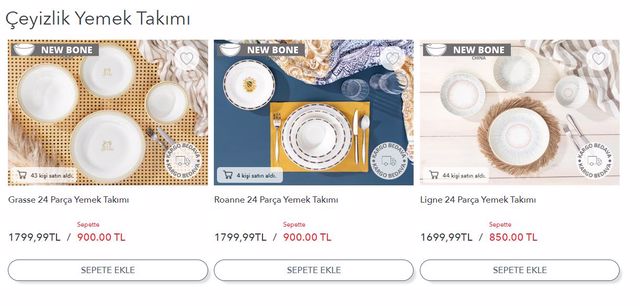 Madame Coco da çeyizlik yemek takımlarında yüzde 50 indirim! Madame Coco 13 Ekim 2022 fiyat listesi..