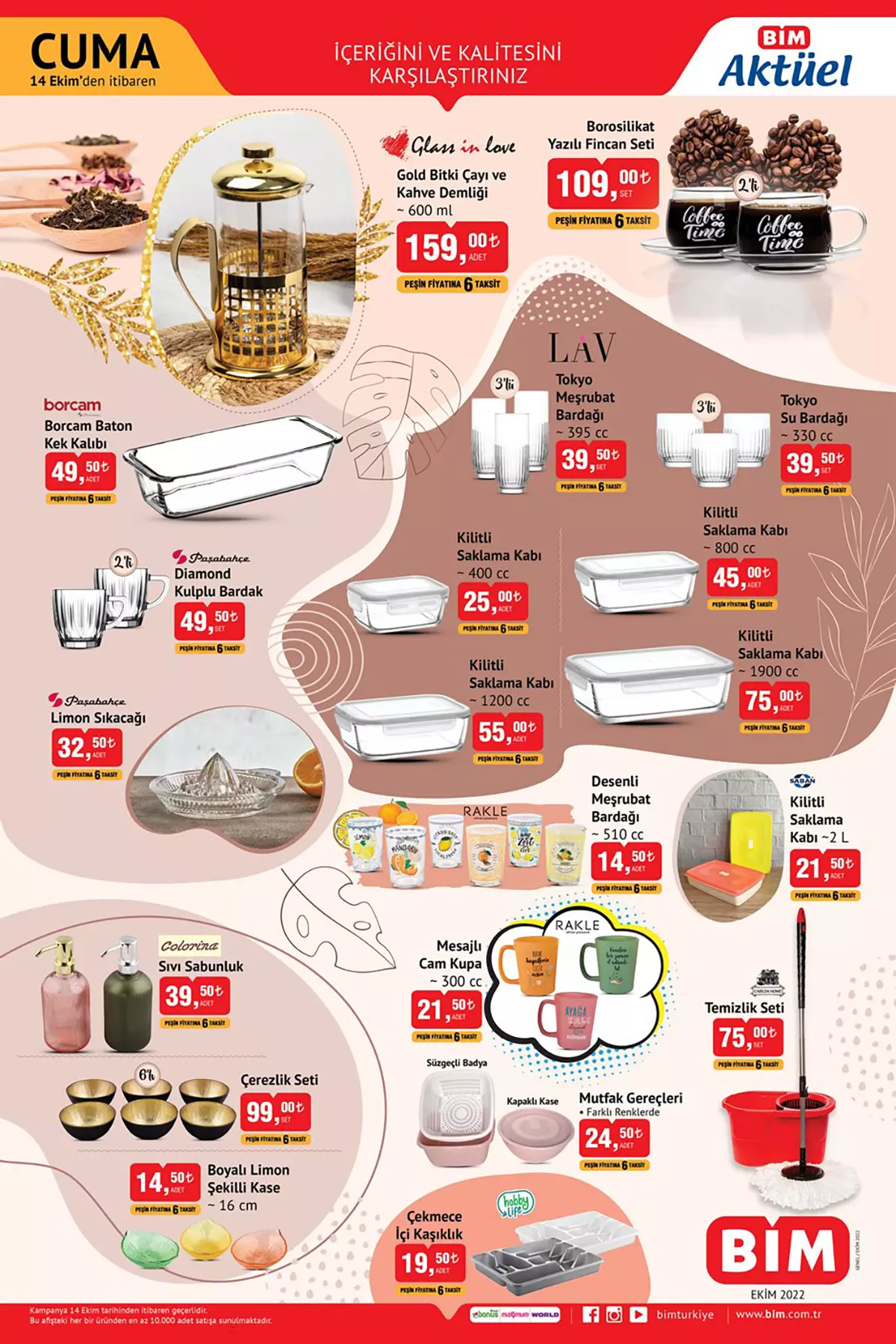 BİM Cuma aktüel ürünler kataloğu belli oldu! BİM de 9 taksit fırsatı! BİM kataloğu 14 Ekim 2022 fiyat listesi