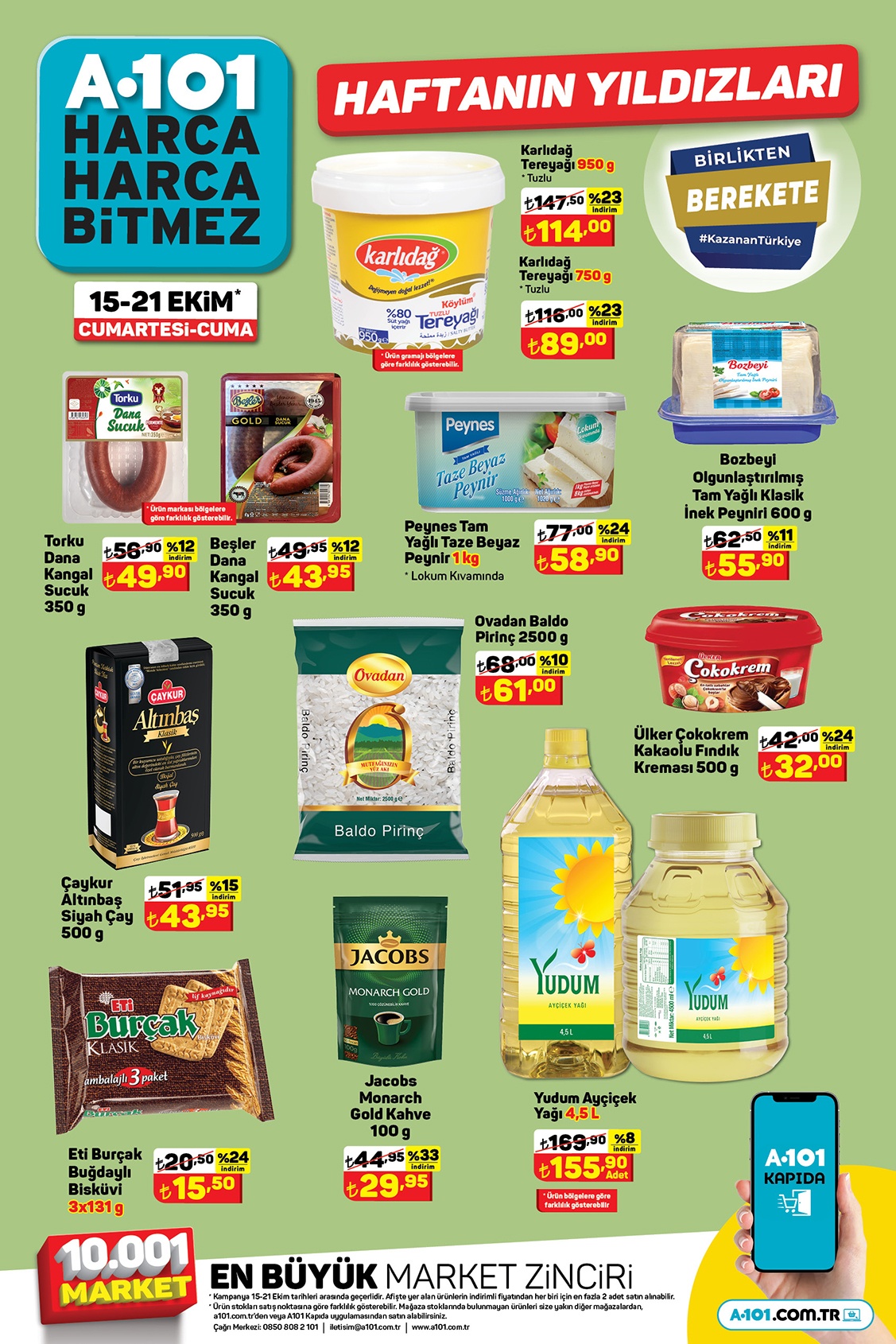 A101 yüzde 40 a varan fıkır fıkır indirim! Ayçiçek yağı 155 TL, Çaykur çay 43 TL! 19 Ekim 2022 fiyat listesi