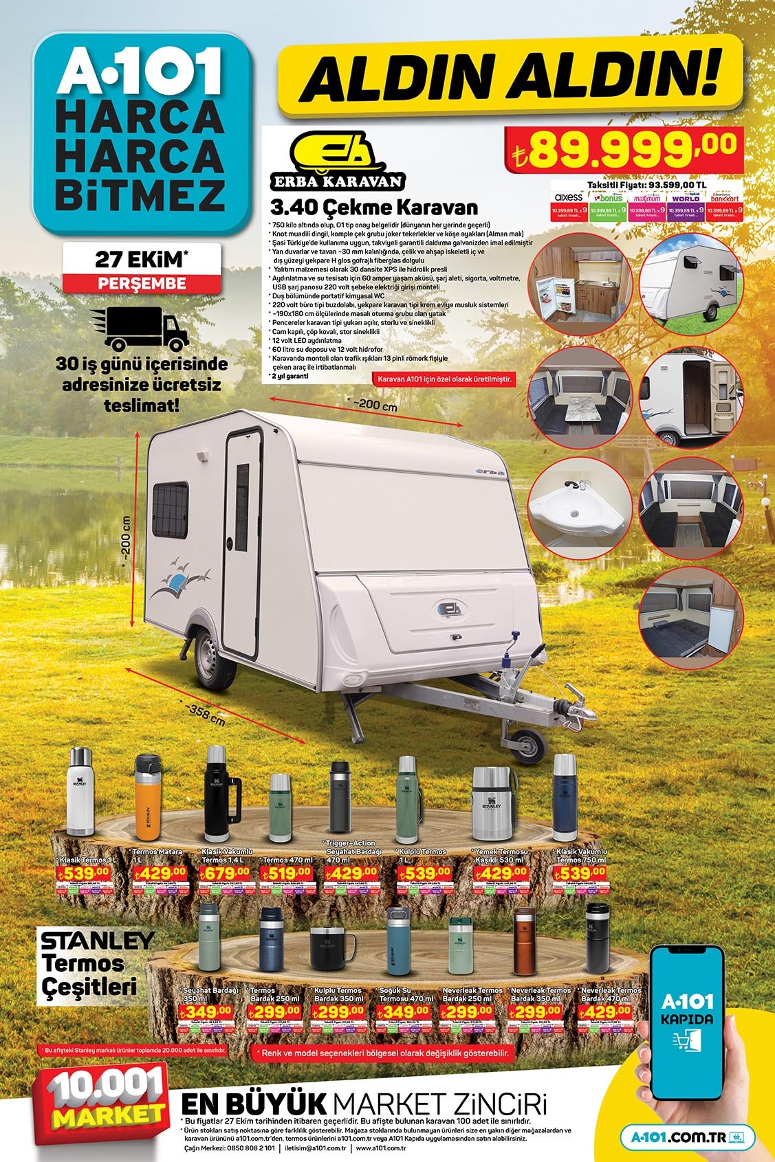 A101 e karavan geliyor! 89 bin 999 TL... İşte 27 Ekim 2022 fiyat listesi...