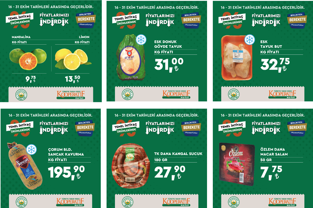 Tarım Kredi de dev indirim başladı! Tavuk, peynir, tereyağı, sucuk ne ararsan var! 23 Ekim 2022 fiyat listesi...