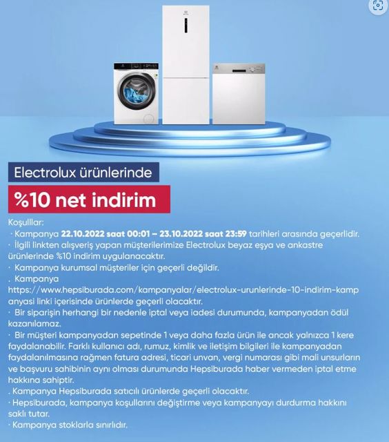 Electrolux beyaz eşyada net yüzde 10 indirim yaptı! Mutlaka bakın.. Electrolux 23 Ekim 2022 fiyat listesi