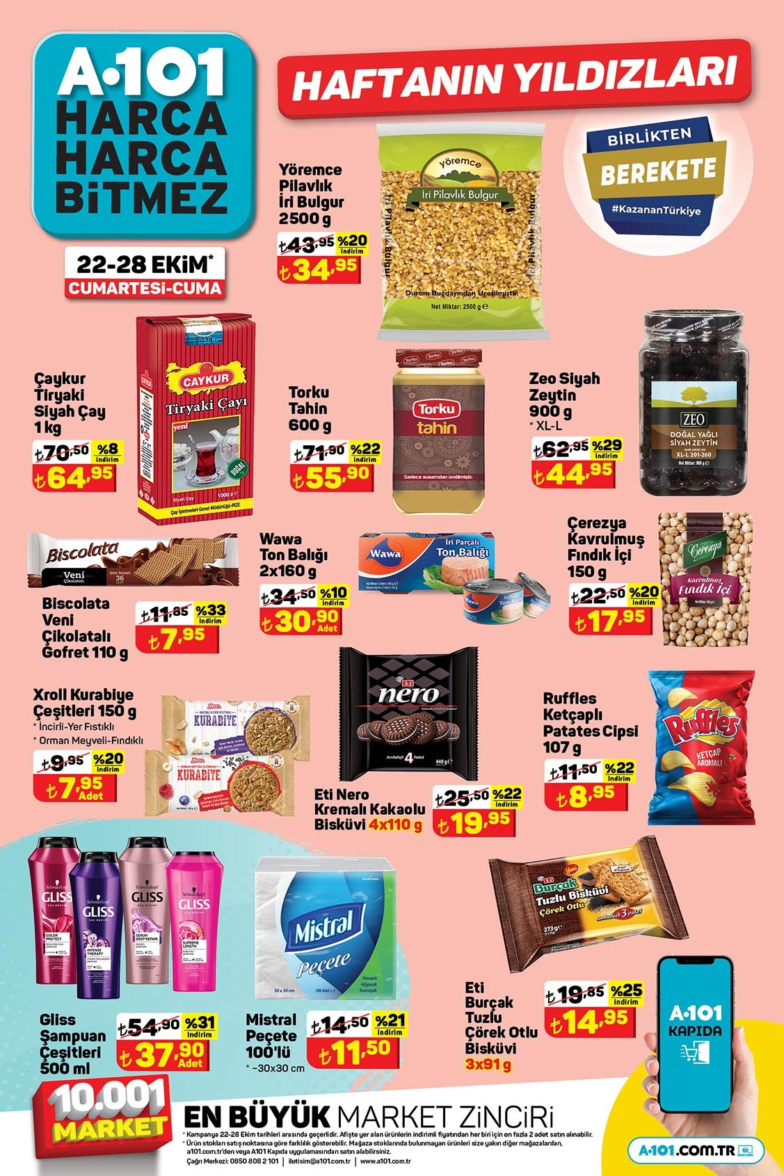 A101 de 1 kg Çaykur çay 64 TL, 36 lı Fairy bulaşık kapsülü 69 TL! A101 indirim kataloğu 24 Ekim 2022 fiyat listesi...