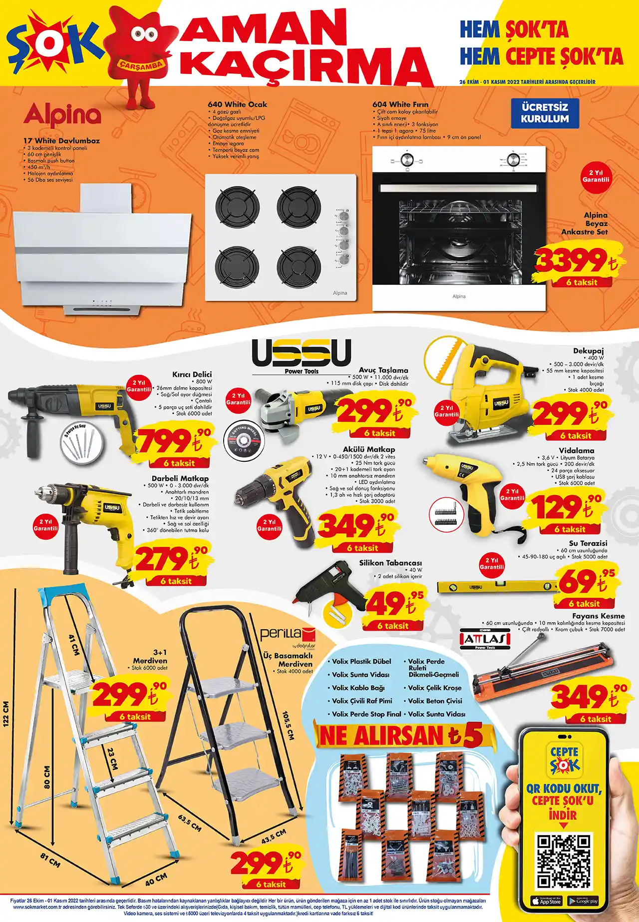 ŞOK Markette yüzde 40 a varan indirim 6 taksit fırsatı! ŞOK aktüel ürünler 26 Ekim 2022 fiyat listesi