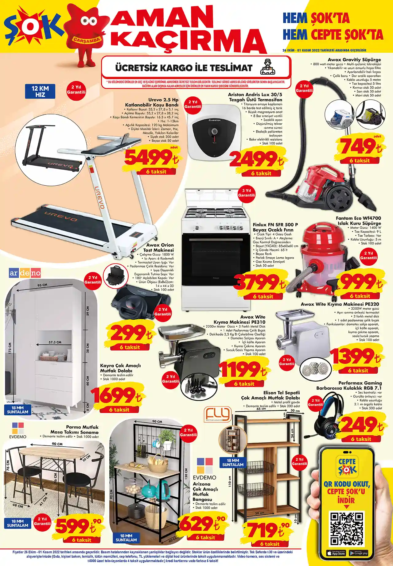 ŞOK Markette yüzde 40 a varan indirim 6 taksit fırsatı! ŞOK aktüel ürünler 26 Ekim 2022 fiyat listesi