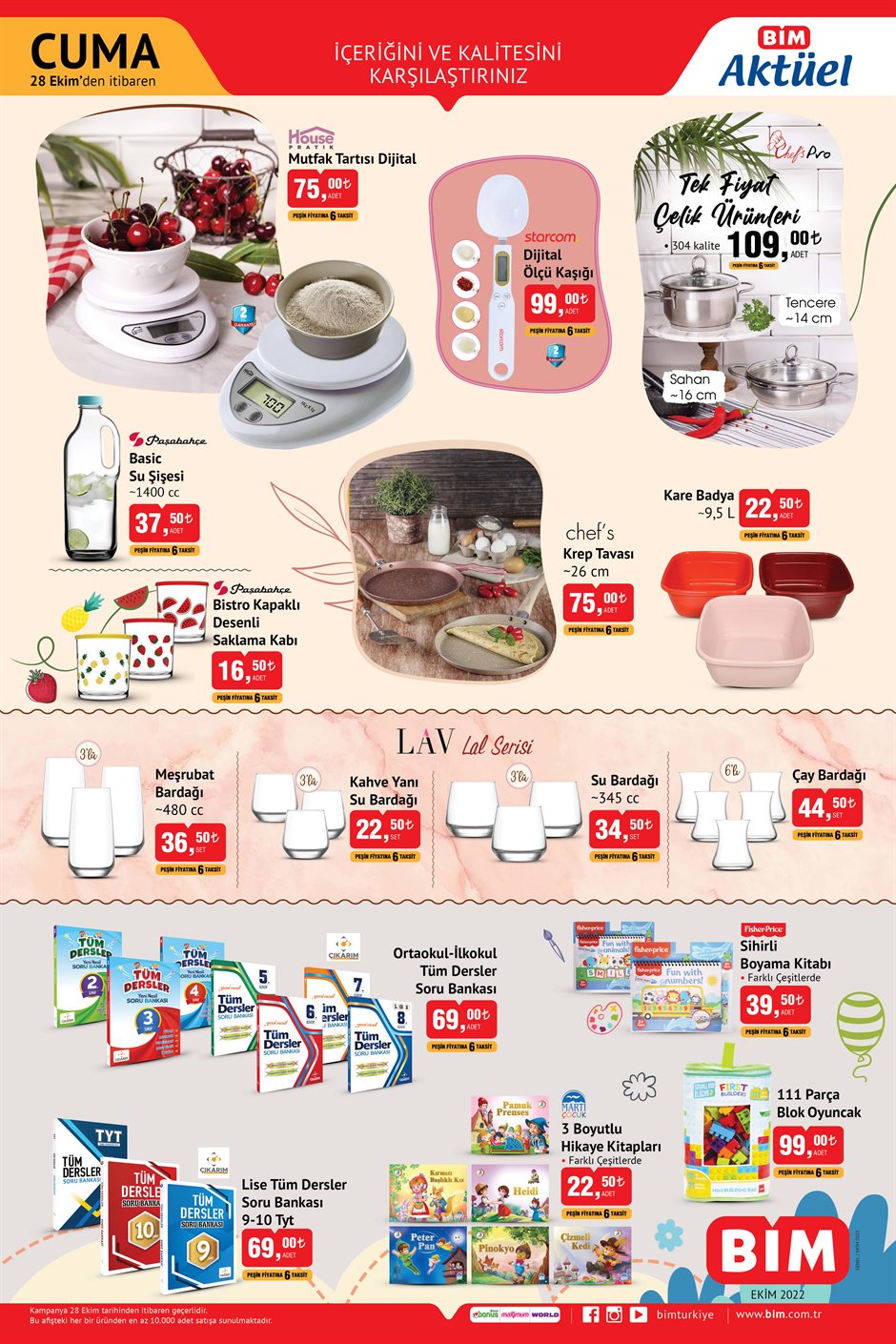 BİM yeni kataloğunu yayımladı! Cuma günü BİM de indirim cümbüşü var! İşte 28 Ekim 2022 fiyat listesi