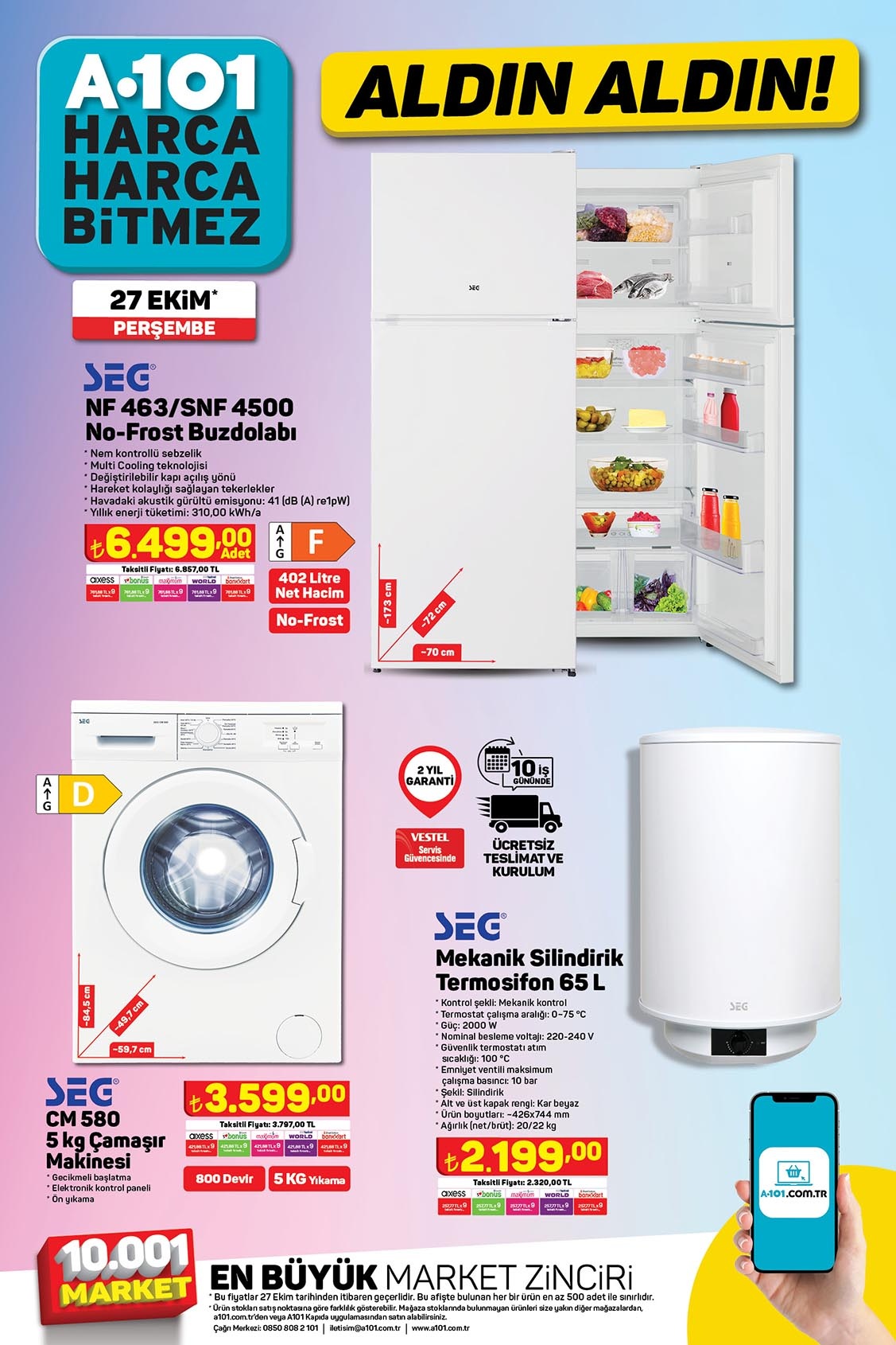 Piyasanın en ucuz beyaz eşyaları A101’de! A101 27 Ekim 2022 fiyat listesi