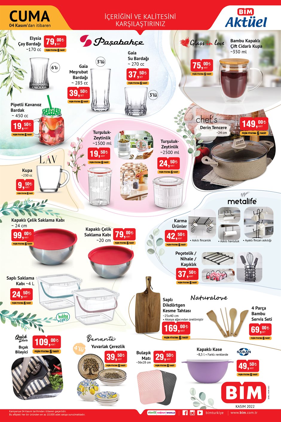 BİM in indirimli çeyiz ürünleri açıklandı! Sakın kaçırmayın! BİM aktüel kataloğu 4 Kasım 2022 fiyat listesi