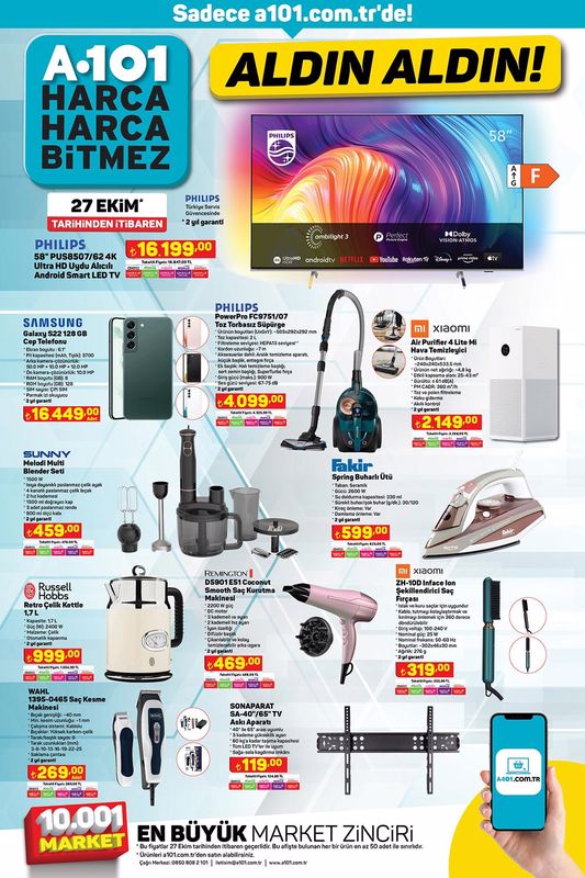 Beyaz eşyadan küçük ev aletlerine en ucuzu A101’de! A101 3 Kasım fiyat listesi