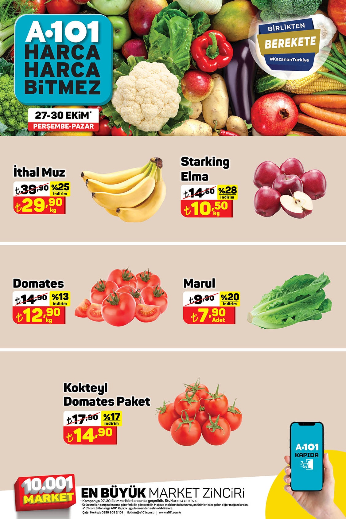 A101’den indirim bombası:meyve ve sebzede yüzde 45’e varan indirim! Bu fiyatlar kaçmaz.. A101 30 Ekim 2022 fiyat listesi