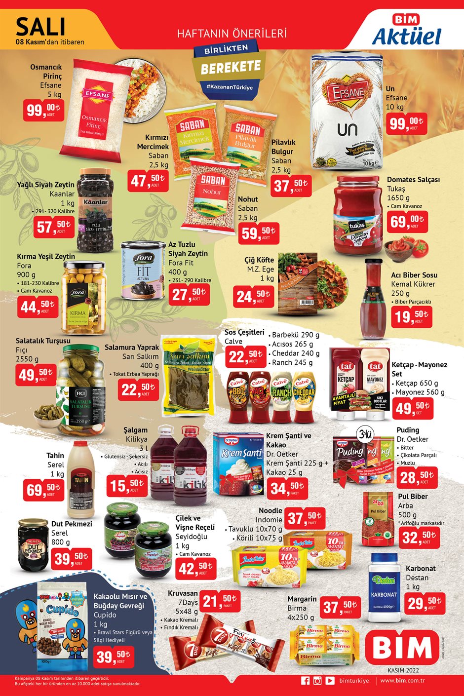 BİM de çılgın indirim başlıyor! 1 kg çay 59, 10 kg un 99, 1 kg zeytin 57 TL! BİM kataloğu 8 Kasım 2022 fiyat listesi