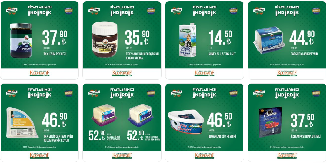 Tarım Kredi yeni indirim listesini paylaştı! Tavuk 31 TL, tulum peynir 46 TL, çay 72 TL! 1 Kasım 2022 fiyat listesi...