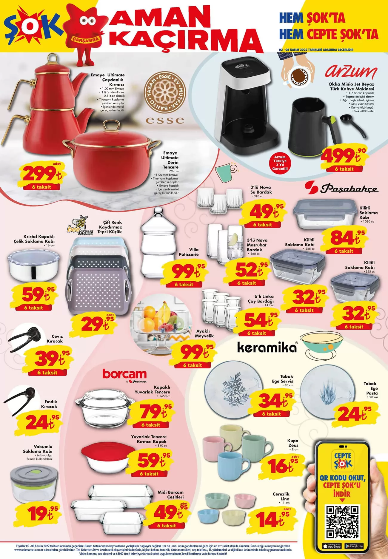 ŞOK Markette uygun fiyatlı çeyiz ürünlerinde 6 taksit fırsatı! Sakın kaçırmayın! ŞOK 2 Kasım 2022 fiyat listesi...