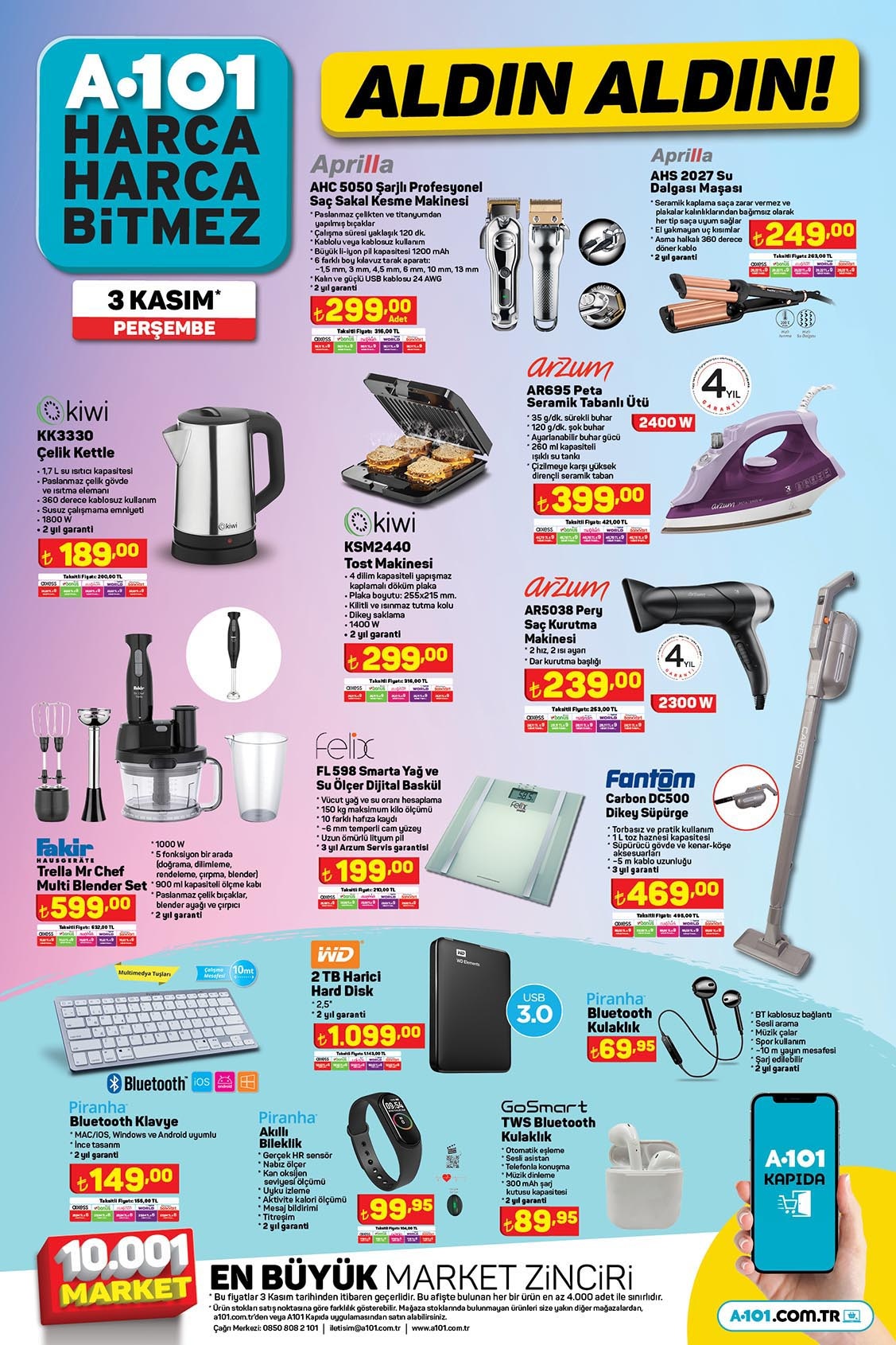 A101 perşembe aktüel kataloğunda neler var? A101 de bu hafta hangi ürünler indirimde? İşte 3 Kasım 2022 fiyat listesi