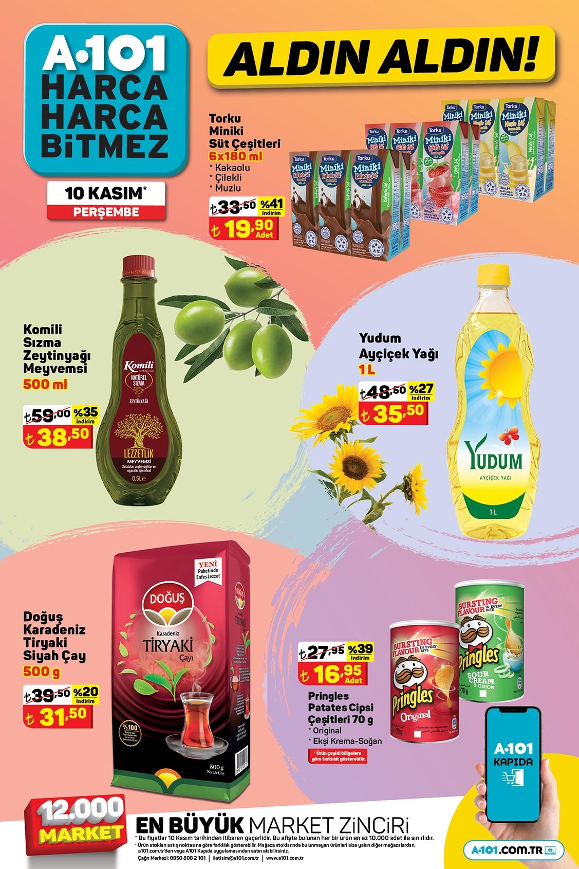 A101 de yüzde 40 a varan dev indirim! Ayçiçek yağı 35 TL, çay 31 TL, zeytinyağı 38 TL! 10 Kasım 2022 fiyat listesi...