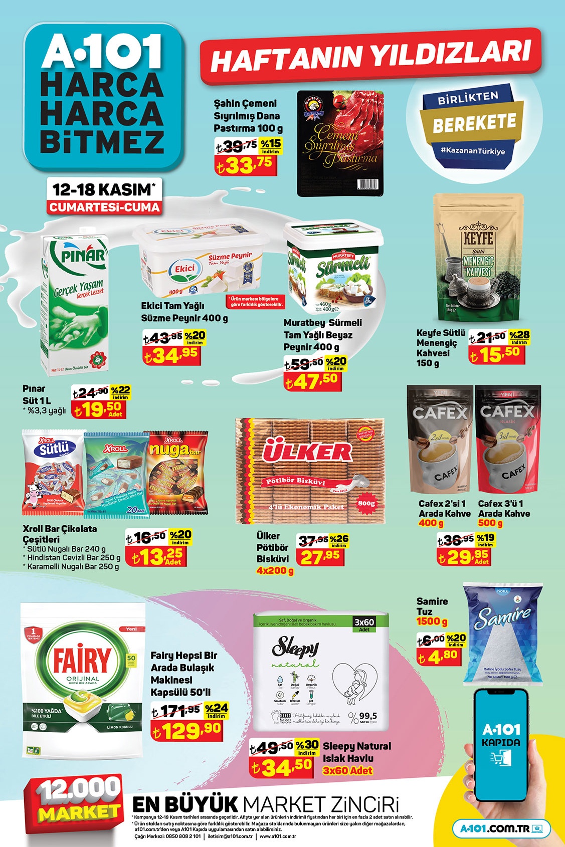 A101 de yüzde 30 a varan indirim! Kağıt havlu 41 TL, ıslak havlu 34 TL, Fairy tablet 129 TL! 13 Kasım 2022 fiyat listesi