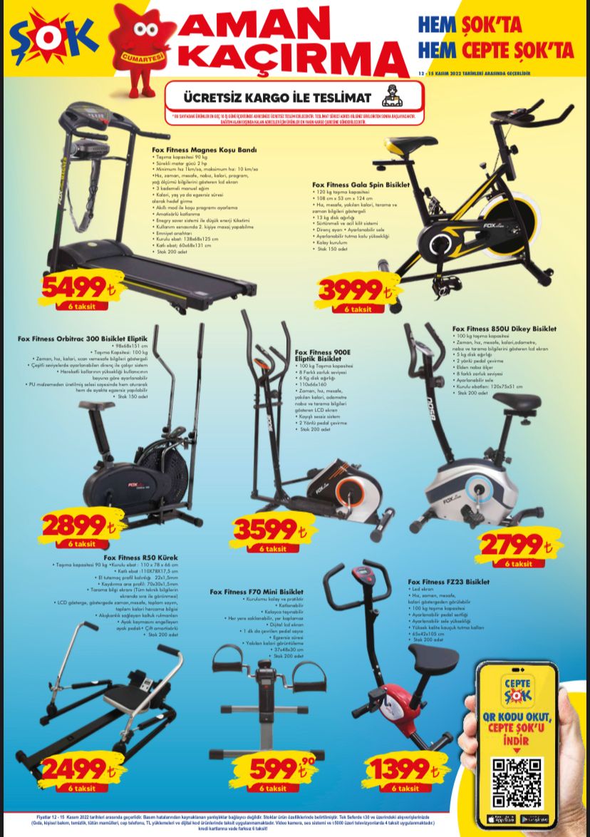 Spora başlamak için beklediğiniz o gün bugün! Şok’ta koşu bandı 6 taksitle satışta! İşte 15 Kasım 2022 fiyat listesi