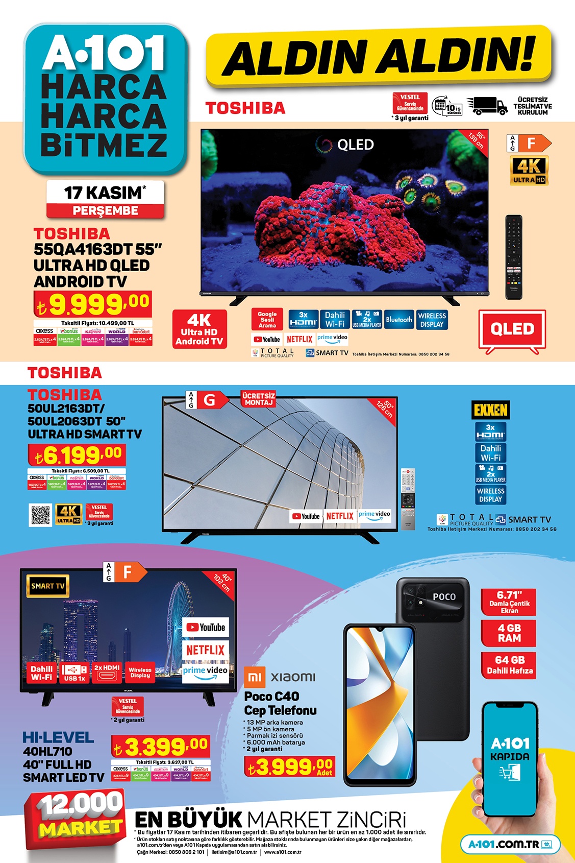 A101 yeni aktüel kataloğu belli oldu! Su arıtma cihazı 1.799 TL, Xiaomi telefon 3.999 TL! 17 Kasım 2022 fiyat listesi