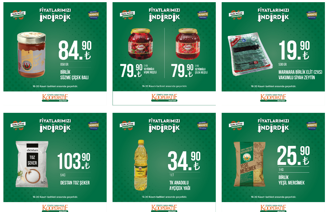 Tarım Kredi nin yeni aktüel kataloğu yayımlandı! 1 kg ayçiçek yağı 34 TL, 5 kg şeker 103 TL! 16 Kasım 2022 fiyat listesi