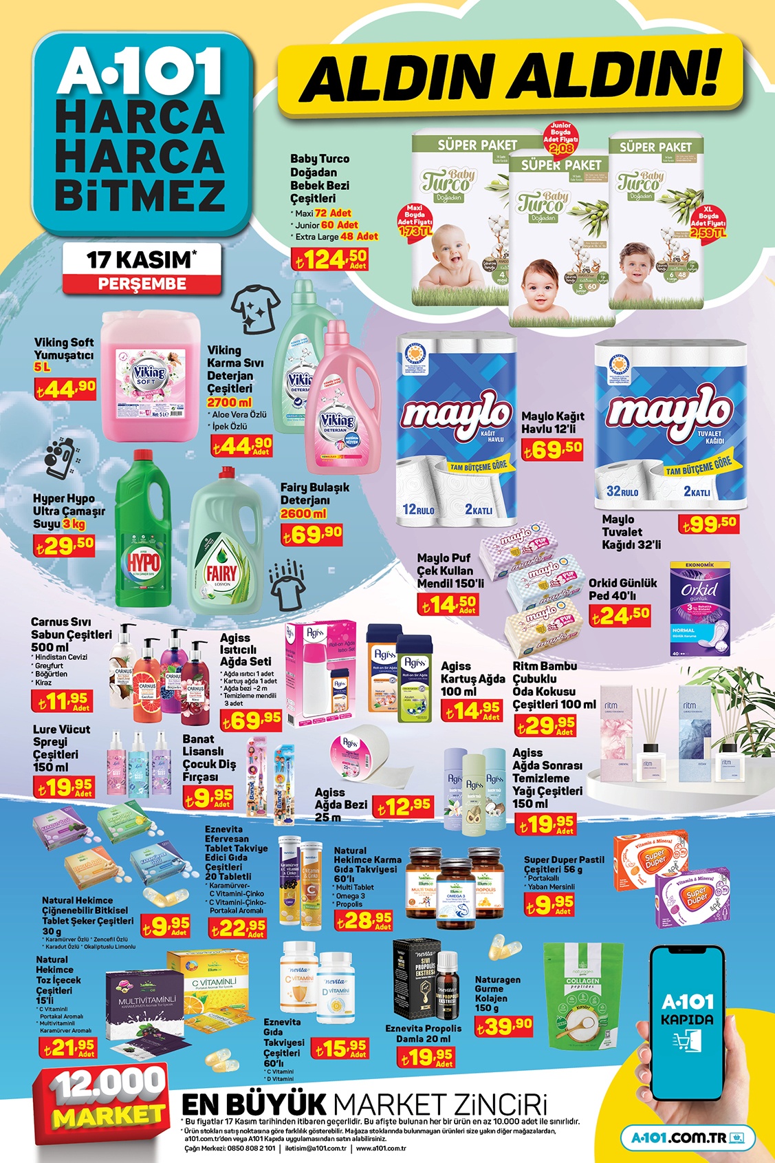 A101 in yeni aktüel kataloğu belli oldu! 5 kg yumuşatıcı 44, Sınger dikiş makinesi 2499 TL! 17 Kasım 2022 fiyat listesi