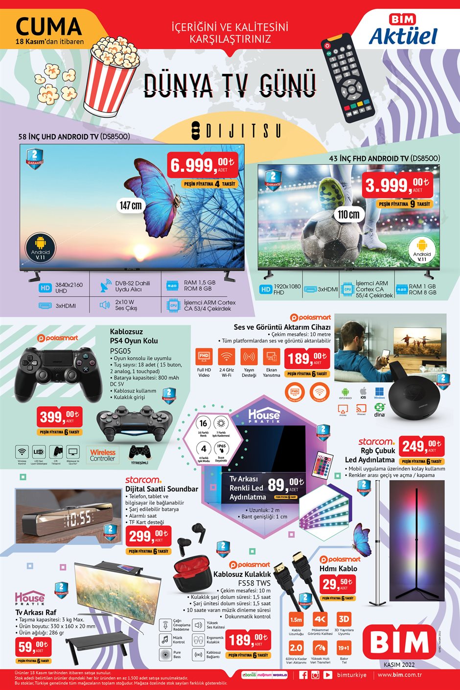 BİM in aktüel ürünler kataloğu satışa çıkıyor! PS4 oyun kolu, android TV, ankastre set! BİM 18 Kasım 2022 fiyat listesi