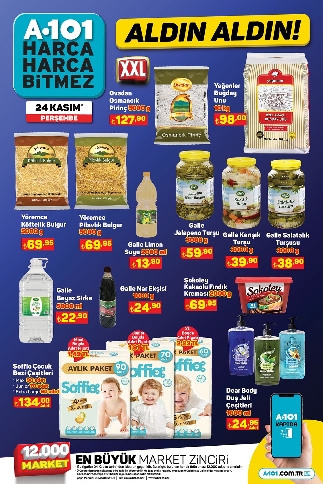 A101 de 4 kg çamaşır suyu 35 TL, 9 kg toz deterjan 99! A101 yeni aktüel kataloğu 24 Kasım 2022 fiyat listesi...