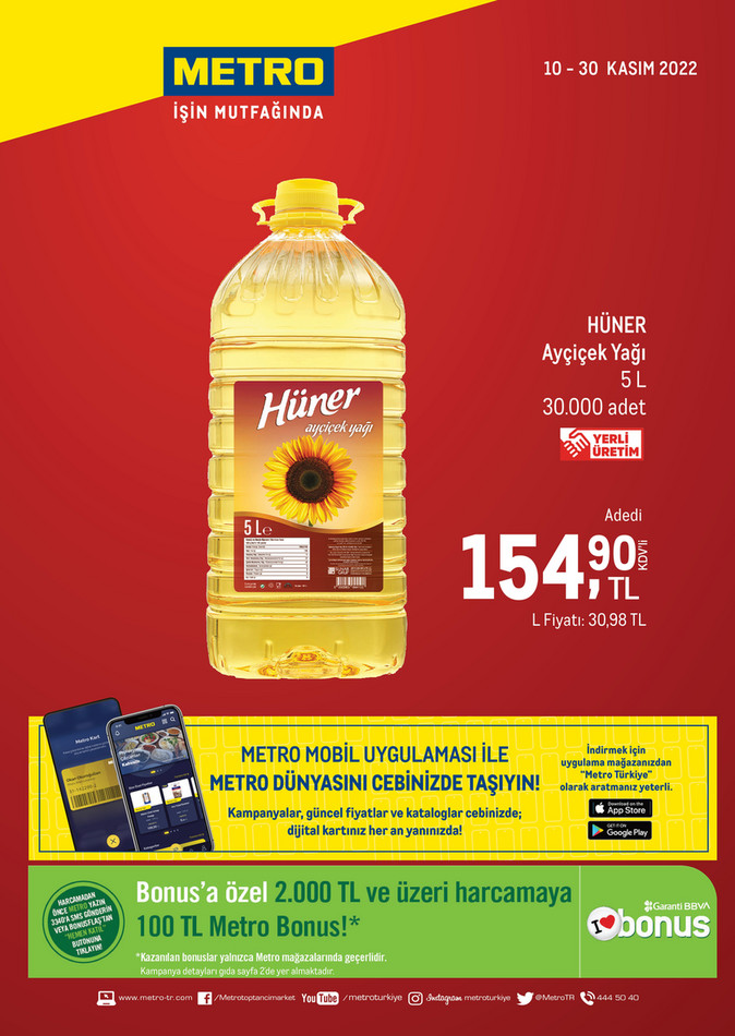 Metro Market’te Ayçiçek yağı indirimi! İşte 20 Kasım 2022 fiyat listesi