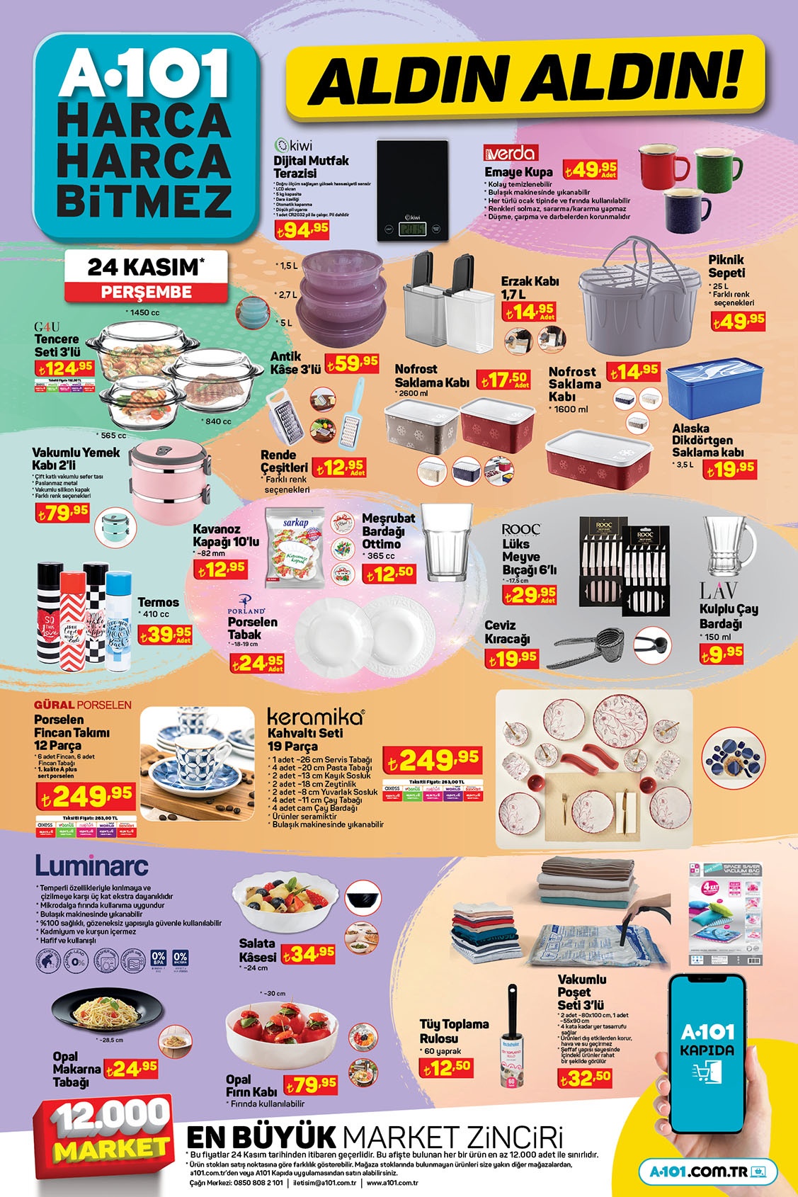 A101 de çamaşır yumuşatıcısı 24 TL, bulaşık deterjanı 39 TL! A101 online aktüel kataloğu 24 Kasım 2022 fiyat listesi...