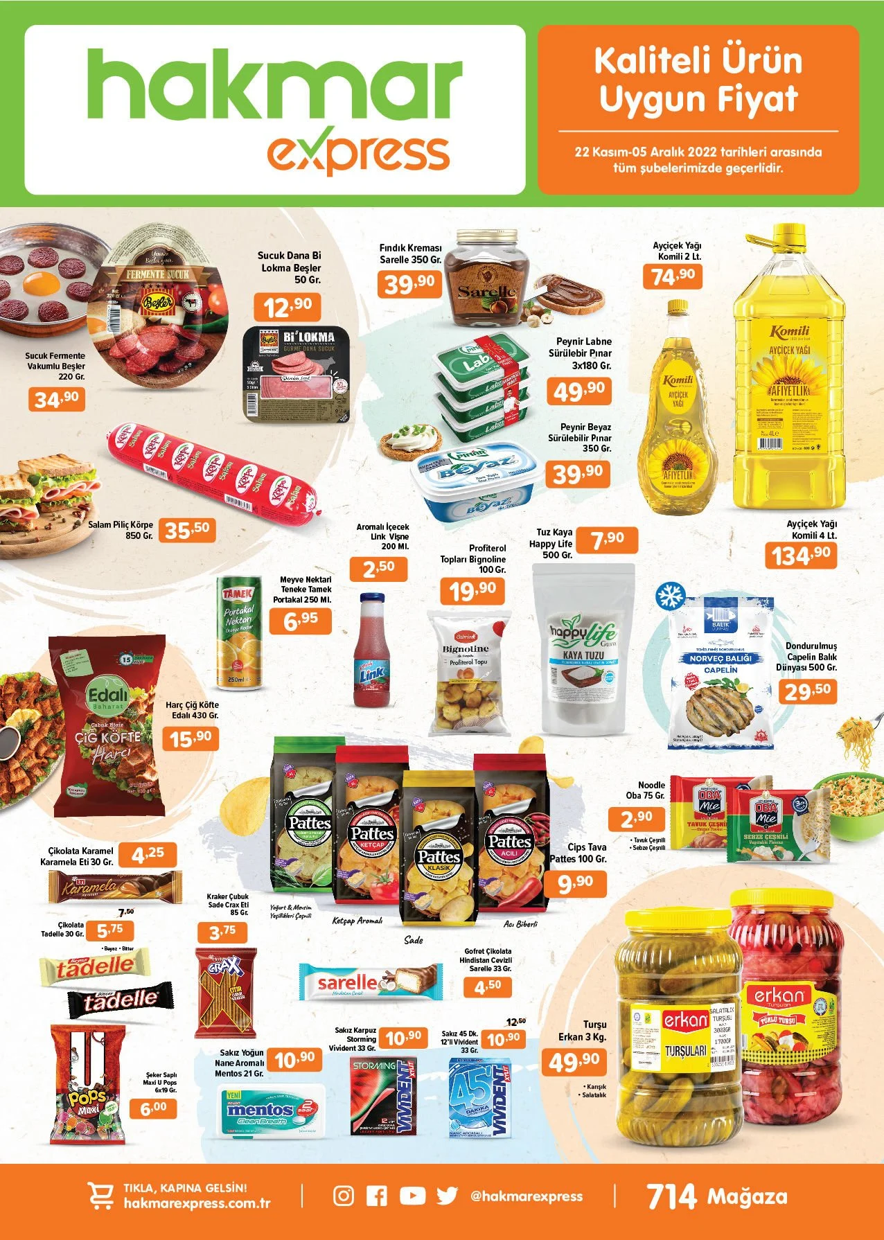 Hakmar Express indirimli aktüel kataloğunda ayçiçek yağı 134 TL! Hakmar kataloğu 22 Kasım 2022