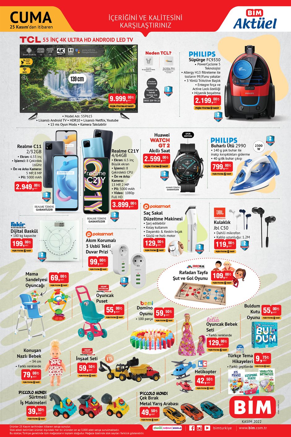 BİM de Realme C11 2.949 TL, Phılıps Süpürge 2.199 TL! BİM aktüel kataloğu 25 Kasım 2022 fiyat listesi
