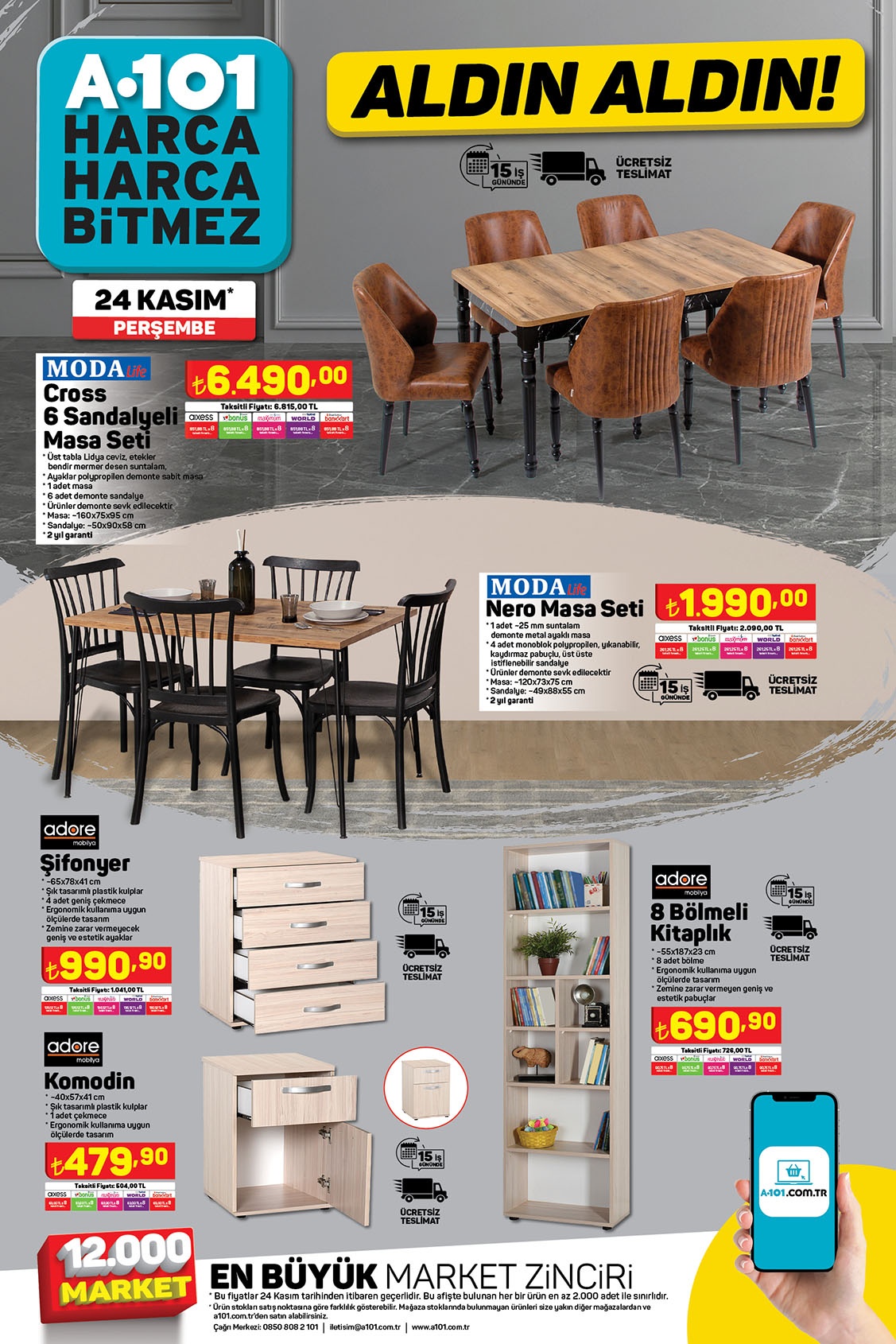 A101 de 4 kg çamaşır suyu 35 TL, 5 kg pirinç 127 TL, 10 kg un 98 TL! A101 online kataloğu 24 Kasım 2022 fiyat listesi...