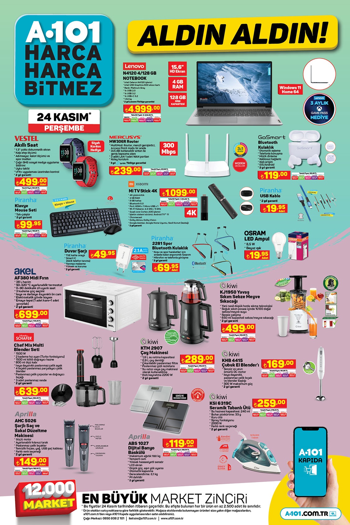 A101 de 4 kg çamaşır suyu 35 TL, 5 kg pirinç 127 TL, 10 kg un 98 TL! A101 online kataloğu 24 Kasım 2022 fiyat listesi...
